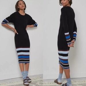 ANTHROPOLOGIE Saturday Sunday Parvati Black Knit Midi Dress Sz Small NEW